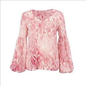 cabi Bethany Top, pink snake print, #5708 Size L